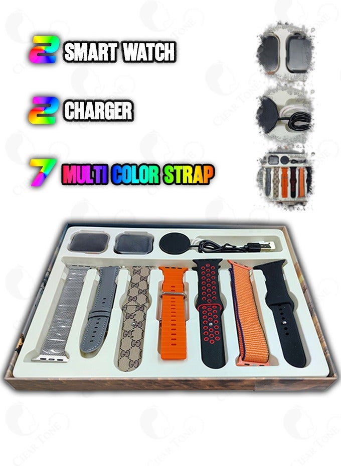 ATOUCH WT8 Ultra Max 2 Smartwatch Set – Dual Watch Pack | Health Monitor | Sport Tracking | Voice Assistant | iOS/Android Support | 7 Interchangeable Colorful Straps For Customization | Bluetooth 5.0 | Wireless Magnetic Charging - Image 1