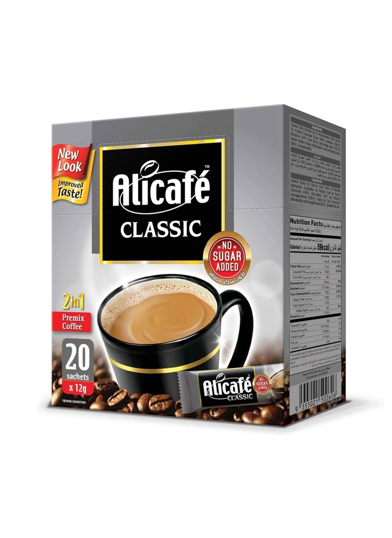 Alicafe Ali Cafe Classic 2 in 1 Instant Coffee No Sugar 12g Box 20 Sachets  - Image 3