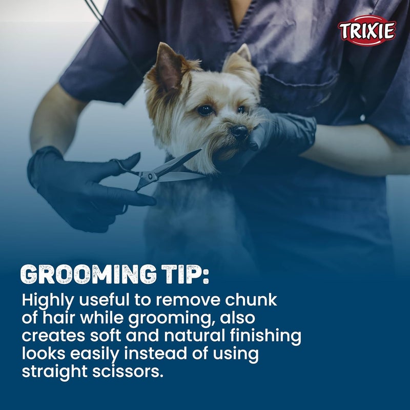 Trixie : - Double Sided Thinning Scissors | Stainless Steel Pet Grooming Scissors | Non-Slip Rubber Handle for Easy Grip | Round-Tip Design Makes It Safe to Use Around Your Pets Face – 18 cm - Image 5