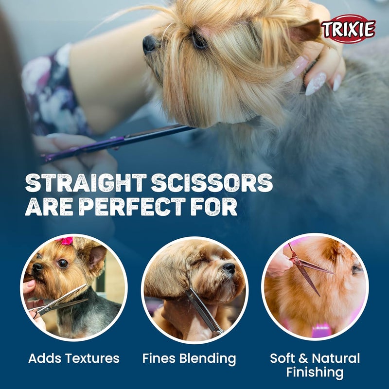 Trixie : - Double Sided Thinning Scissors | Stainless Steel Pet Grooming Scissors | Non-Slip Rubber Handle for Easy Grip | Round-Tip Design Makes It Safe to Use Around Your Pets Face – 18 cm - Image 4