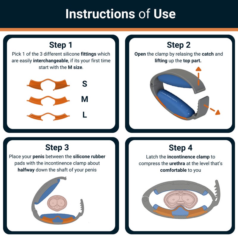 Virth Incontinence Clamp by Virth - Comfortable & Easy to Use - Confidence All Day Long - 3 Adjustable Sizes - Penile Clamp for Incontinence! - Urinary Clamp for Incontinence - Travel Bag Included - Image 4