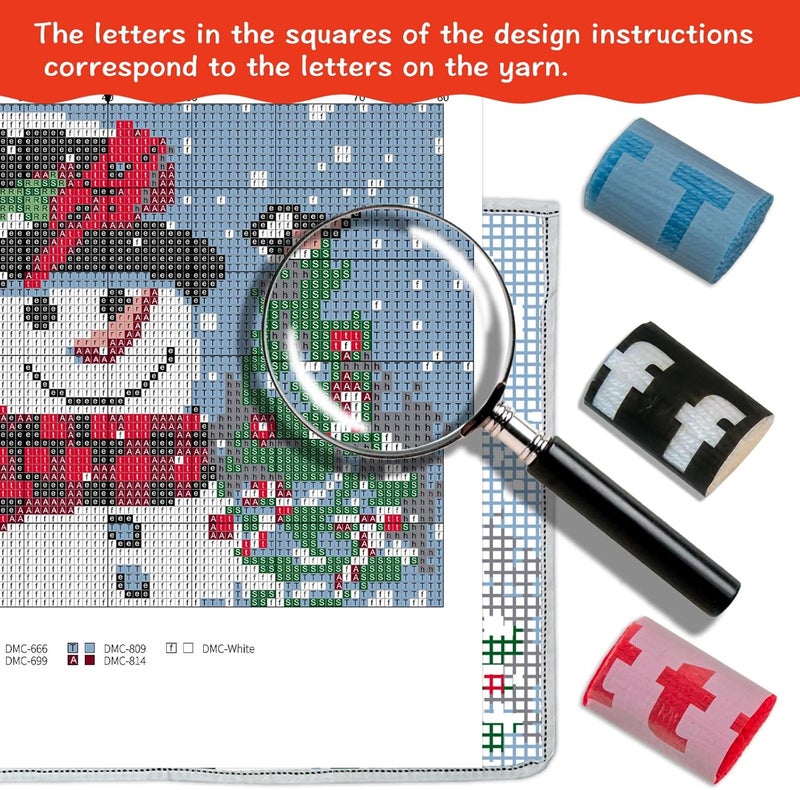 ZFFLYH Christmas Snowman Latch Hook Rug Kits, DIY Rug Crochet Yarn Kits Printed Color Canvas Christmas Decoration and Activity 20.5X15 Inch - Image 4
