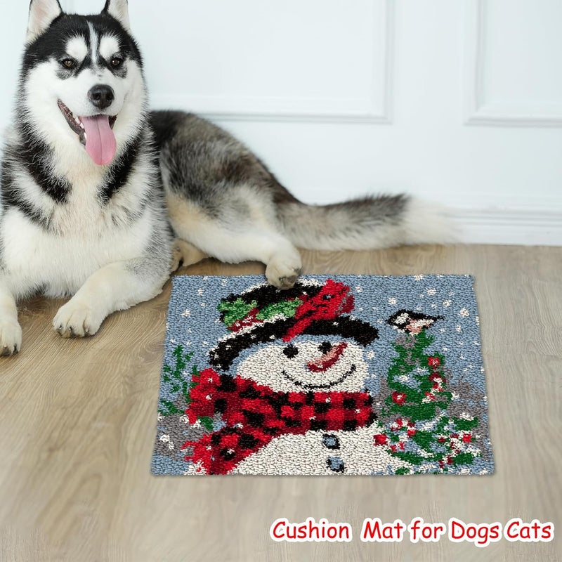 ZFFLYH Christmas Snowman Latch Hook Rug Kits, DIY Rug Crochet Yarn Kits Printed Color Canvas Christmas Decoration and Activity 20.5X15 Inch - Image 5