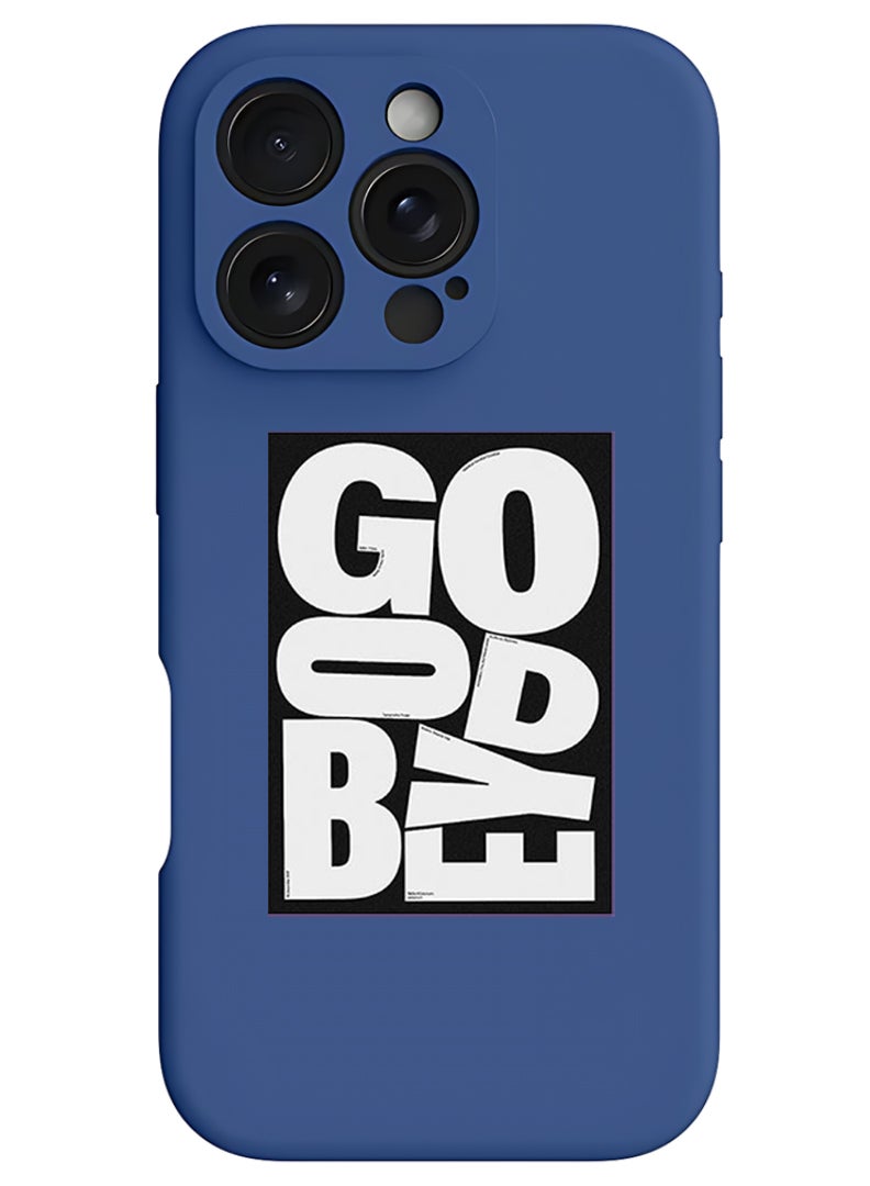 Theodor iPhone 16 Pro Blue Protective Slim Fit Case Liquid Silicone Cover with Full Body Protection Anti-Scratch Shockproof Case For iPhone - Goodbye - Image 1
