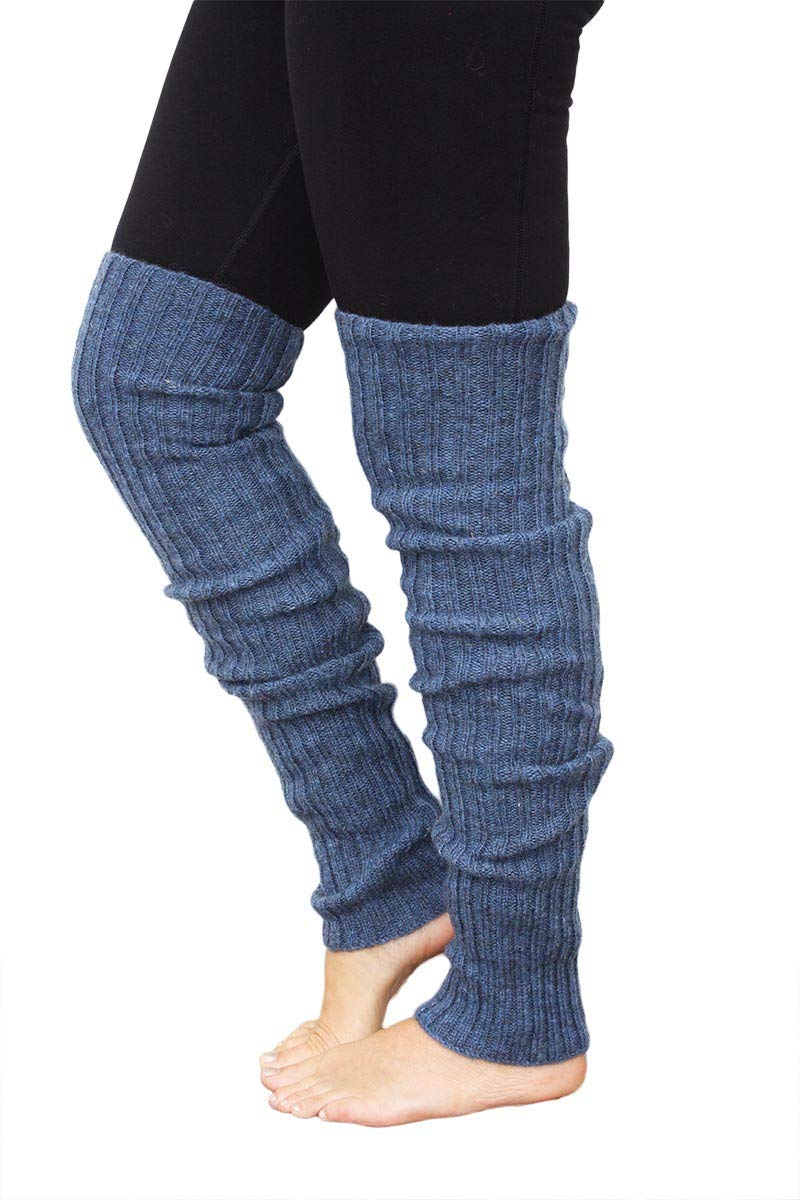 HIVER Adult Woollen Leg Warmers Women Winter Warm Fur Long Leg Warmers Over Knee High Footless Socks- Unisex(Light Grey) - Image 1