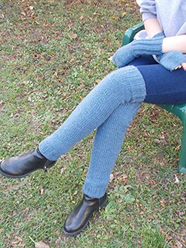 HIVER Adult Woollen Leg Warmers Women Winter Warm Fur Long Leg Warmers Over Knee High Footless Socks- Unisex(Light Grey) - Image 2