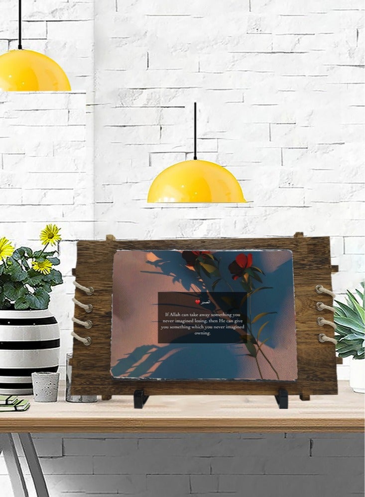 Service Zone Protective Printed White Rectangle Shape Marble Photo Frame for Table Top If Allah Can Take Away Something You Never Imagined Losing  - Image 1