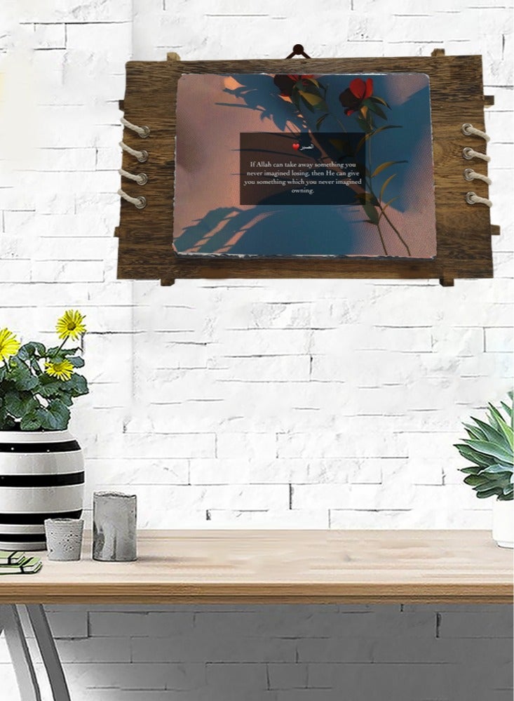 Service Zone Protective Printed White Rectangle Shape Marble Photo Frame for Table Top If Allah Can Take Away Something You Never Imagined Losing  - Image 2