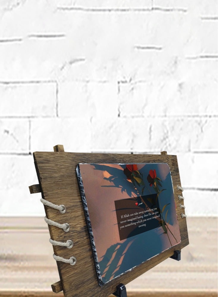 Service Zone Protective Printed White Rectangle Shape Marble Photo Frame for Table Top If Allah Can Take Away Something You Never Imagined Losing  - Image 3