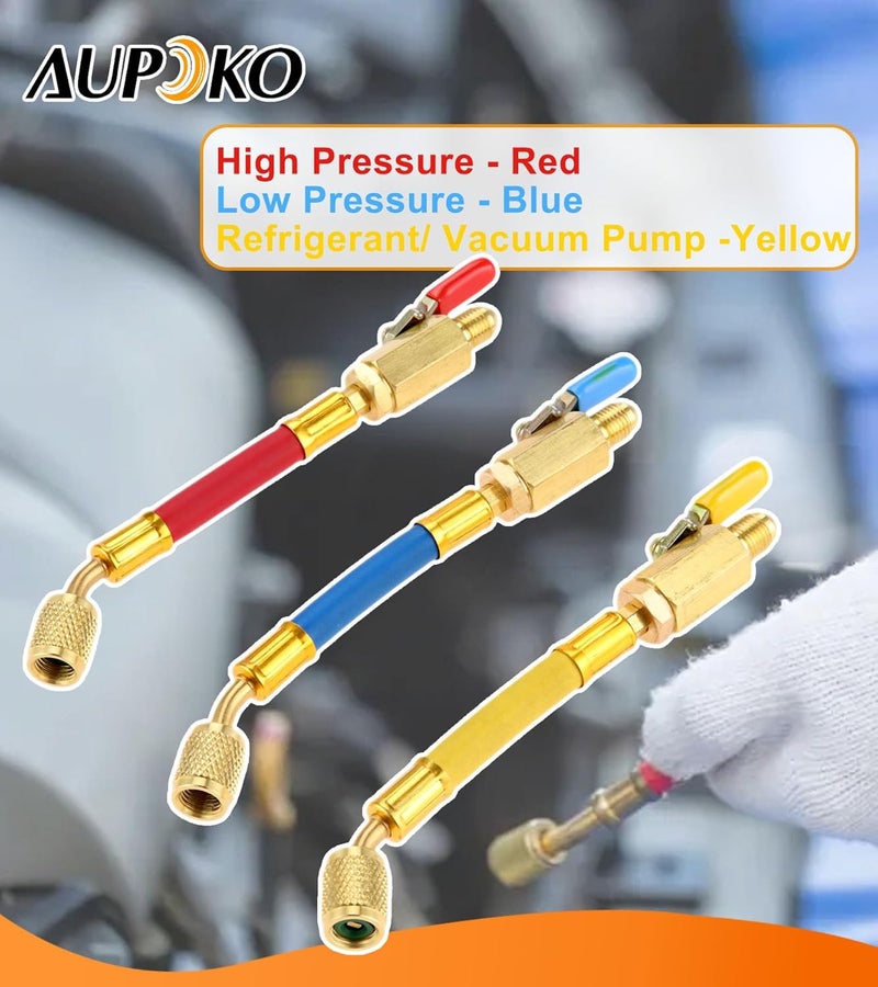 Aupoko R134A R410A R22 R12 Charging Hoses Set - Image 3