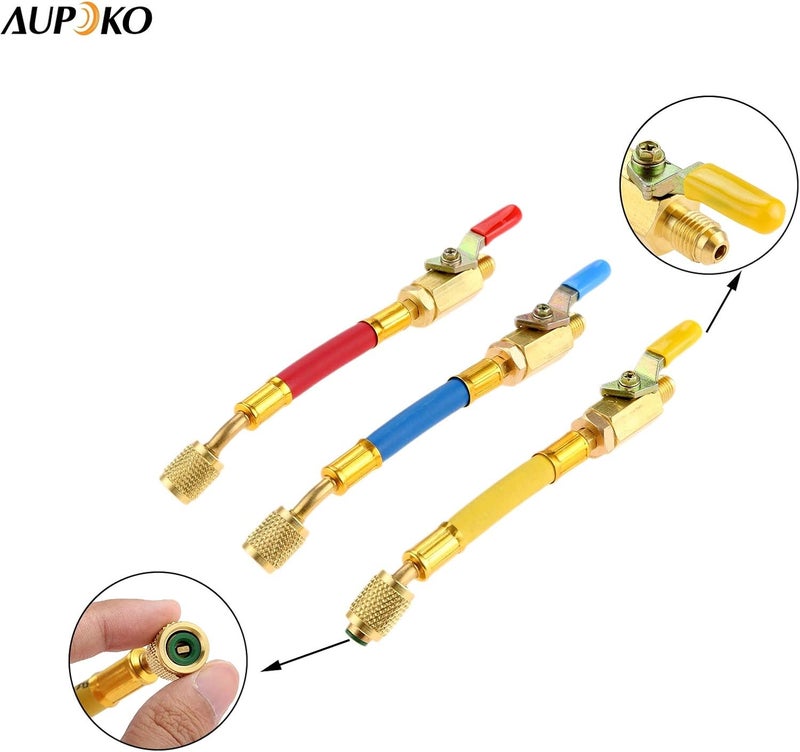 Aupoko R134A R410A R22 R12 Charging Hoses Set - Image 5