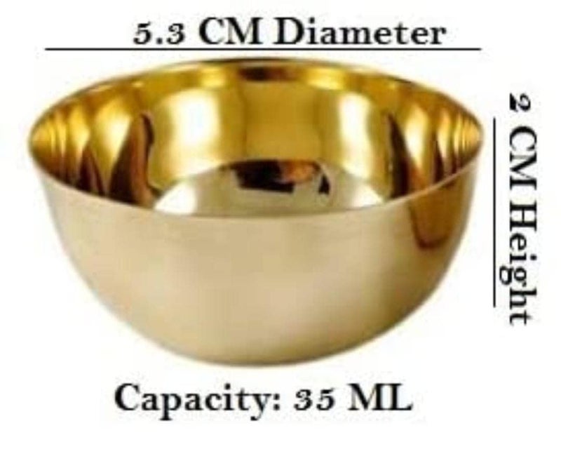 Anshraj Solid Brass Puja Katori Set of 6 for Home Pooja Temple Traditional Katori Bowl Round Diya Puja Katori Wati Small Bowl Decoration Items for Home Dcor Bhog Katori Capacity 35ml - Image 2