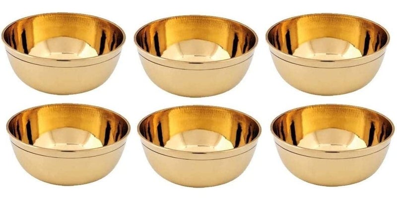 Anshraj Solid Brass Puja Katori Set of 6 for Home Pooja Temple Traditional Katori Bowl Round Diya Puja Katori Wati Small Bowl Decoration Items for Home Dcor Bhog Katori Capacity 35ml - Image 3