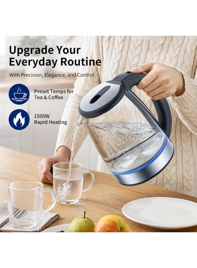Electric Kettle Glass 2L, 1500W Fast Boiling Hot Water Boiler with Auto Shut-Off, LED Light, BPA-Free, Borosilicate Glass, Stainless Steel Interior, Wide Opening,Tea Kettle - Image 5