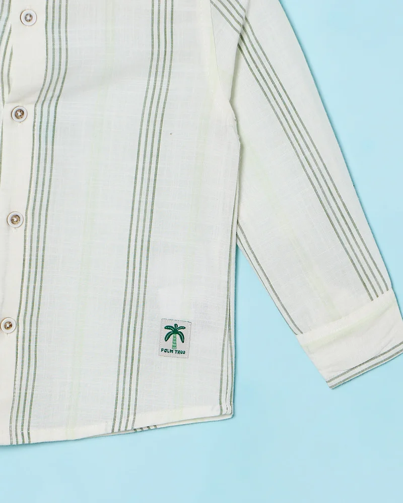 ردتاغ Infant Boys White Stripped Mandarin Shirt