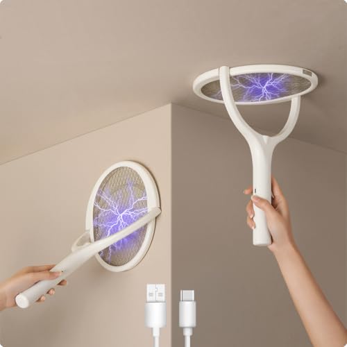 GeckoMan Rotating Head Electric Fly Swatter Racket Rechargeable Bug Zapper Racket Bug Zapper Indoor Fly Zapper Mosquito Zapper Flies Killer for Indoors - Image 1