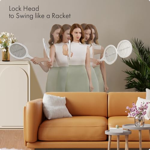 GeckoMan Rotating Head Electric Fly Swatter Racket Rechargeable Bug Zapper Racket Bug Zapper Indoor Fly Zapper Mosquito Zapper Flies Killer for Indoors - Image 3