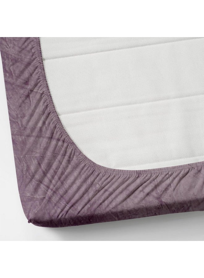 Subtlespreads Premium Solid Flannel Velvet Warm Elastic Fitted Bedsheets King Size with 2 Pillow Covers 72" x 78" - Bedsheets for Double Bed Winter Season (Pastel Purple) - Image 4