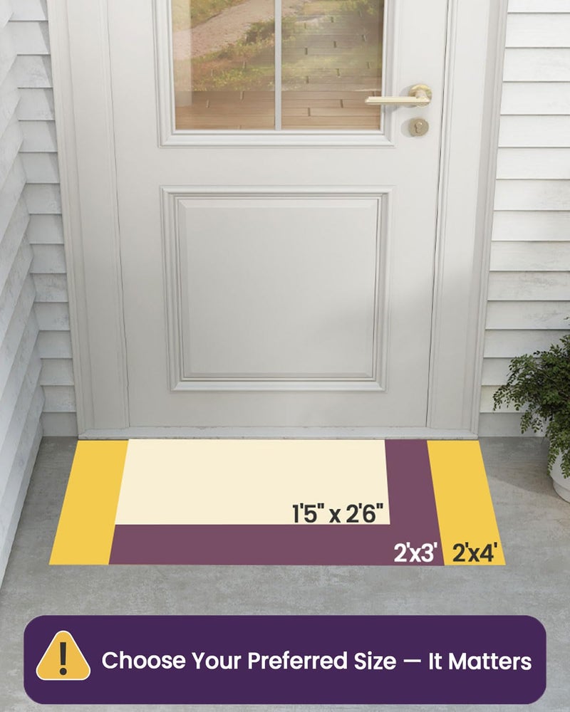 DEXI Front Door Mat Outside Entrance, 17x29 Entryway Rubber Back Doormat Heavy Duty, Non Slip Low Profile Welcome Entry Mats for Inside House Floor Exterior Patio, Floral Black - Image 2