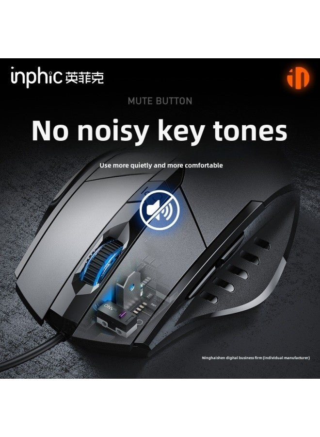 Infik PW1 Wired Mouse Mute Game E-Sports Mechanical Macro Office Usb Desktop Laptop Special-Color:✅ 6-button Upgraded Version Classic Black + Mouse Pad-Interface:Official Standard  - Image 5