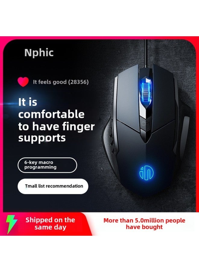 Infik PW1 Wired Mouse Mute Game E-Sports Mechanical Macro Office Usb Desktop Laptop Special-Color:✅ 6-button Upgraded Version Classic Black + Mouse Pad-Interface:Official Standard  - Image 2