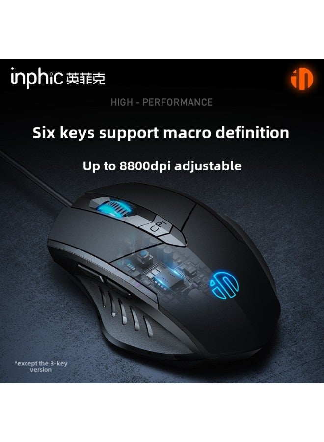 Infik PW1 Wired Mouse Mute Game E-Sports Mechanical Macro Office Usb Desktop Laptop Special-Color:✅ 6-button Upgraded Version Classic Black + Mouse Pad-Interface:Official Standard  - Image 4