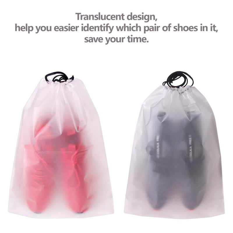 TENABORT Set of 12 Portable Translucent Shoe Bags for Travel Large Clear Shoes Pouch Storage Organizer with Drawstring for Men and Women - Image 3