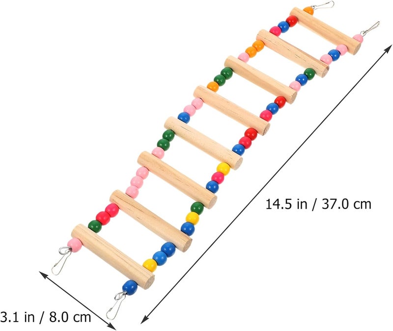 SUPVOX Wooden Budgie Step Ladder 8 Colorful Steps for Parakeet Climbing Training and Birdcage Accessories Suitable for Small to Medium Pet Birds - Image 2