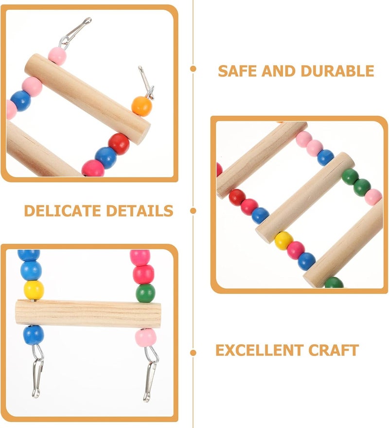 SUPVOX Wooden Budgie Step Ladder 8 Colorful Steps for Parakeet Climbing Training and Birdcage Accessories Suitable for Small to Medium Pet Birds - Image 3