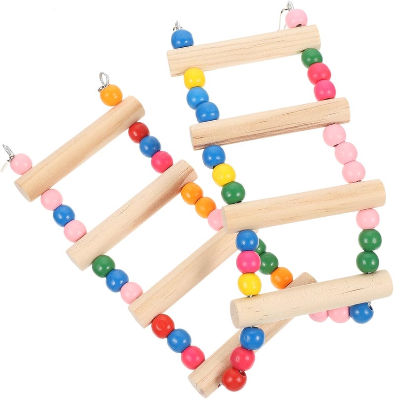 SUPVOX Wooden Budgie Step Ladder 8 Colorful Steps for Parakeet Climbing Training and Birdcage Accessories Suitable for Small to Medium Pet Birds - Image 1