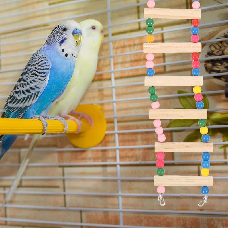 SUPVOX Wooden Budgie Step Ladder 8 Colorful Steps for Parakeet Climbing Training and Birdcage Accessories Suitable for Small to Medium Pet Birds - Image 4