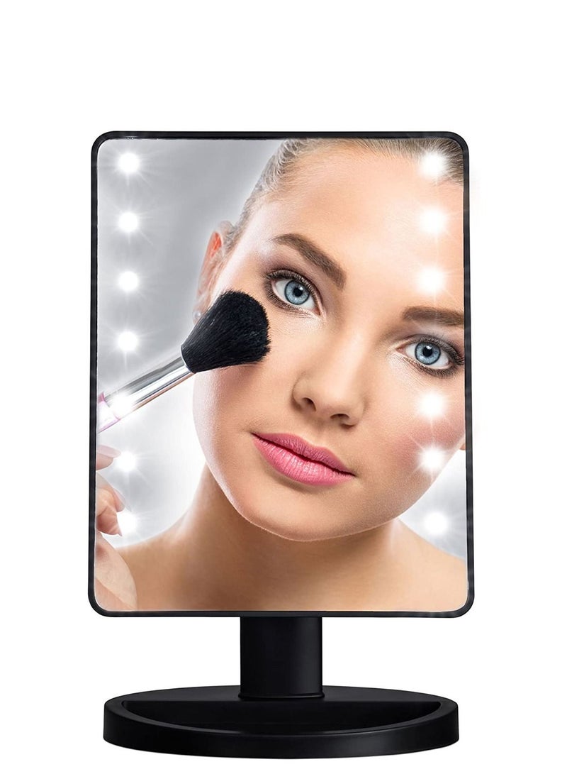 Makeup Mirror with Lights, Lighted Vanity Makeup Mirror with Color Setting, 360 Degree Adjustable Rotation Travel Light up Mirror (Black) - Image 1