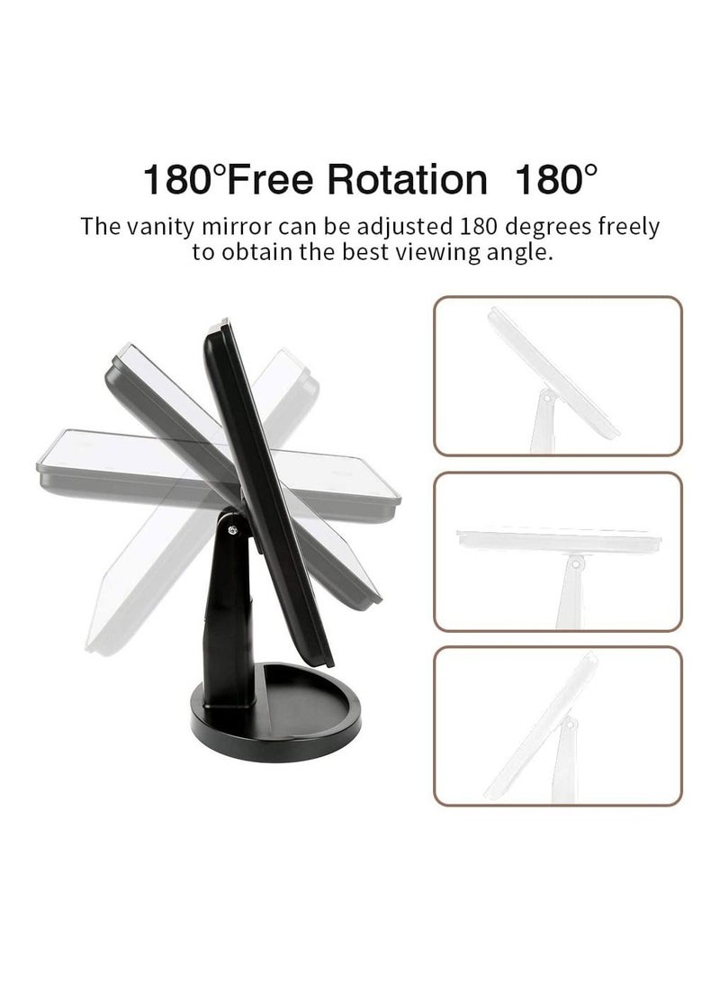 Makeup Mirror with Lights, Lighted Vanity Makeup Mirror with Color Setting, 360 Degree Adjustable Rotation Travel Light up Mirror (Black) - Image 4