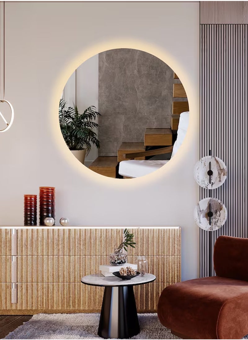 Furniture Factory Round Makeup Mirror, 70 x 70 cm LED Lighted Vanity Mirror for the Perfect Makeup Experience and a Modern Decorative Touch  - Image 5