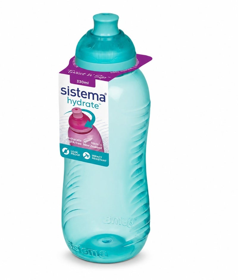 Sistema 330ML Squeeze Water Bottle, BPA Free Leak-Proof Reusable Sports Drinking Bottle, Lightweight Easy-Squeeze Bottle for School, Kids, Nursery, Sports, Travel & Everyday Hydration - Green - Image 1