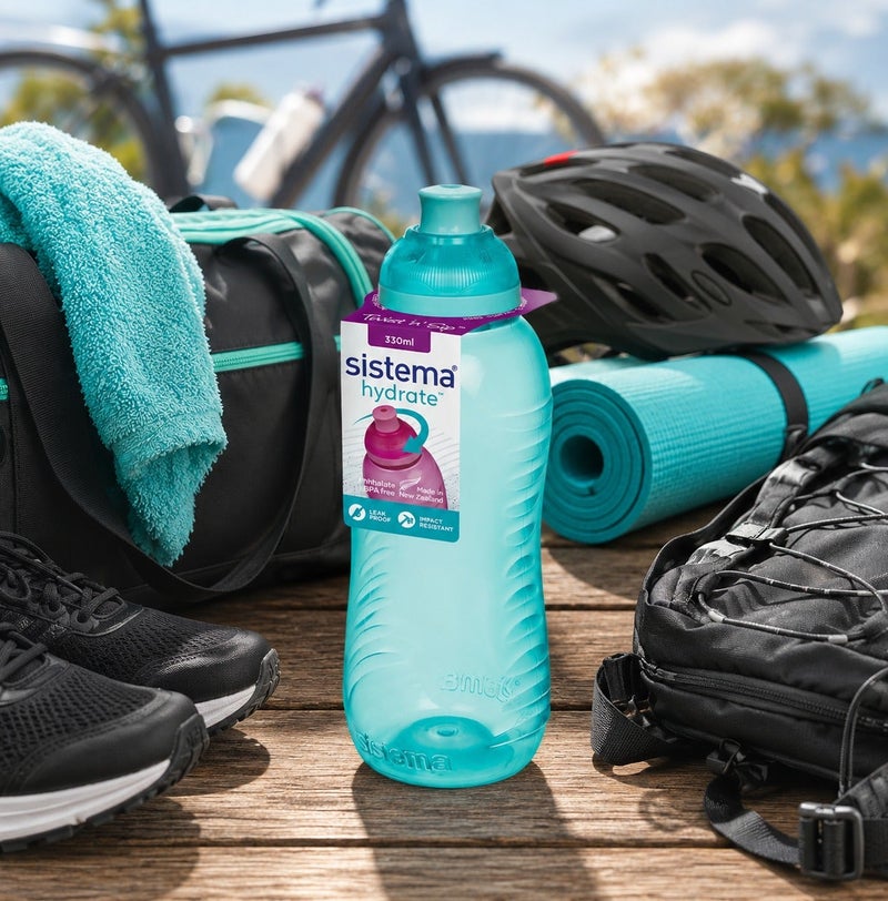 Sistema 330ML Squeeze Water Bottle, BPA Free Leak-Proof Reusable Sports Drinking Bottle, Lightweight Easy-Squeeze Bottle for School, Kids, Nursery, Sports, Travel & Everyday Hydration - Green - Image 5