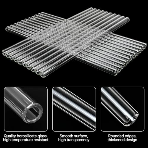 Worldity 20Pcs 12 Inch Long Glass Borosilicate Blowing Tubes, Industrial Glass Tubes for Glass Blowing 12mm OD, 8mm ID, 2mm Thick Wall Clear Glass Pipe with 4 Cleaning Brush for Laboratory Experiment - Image 3