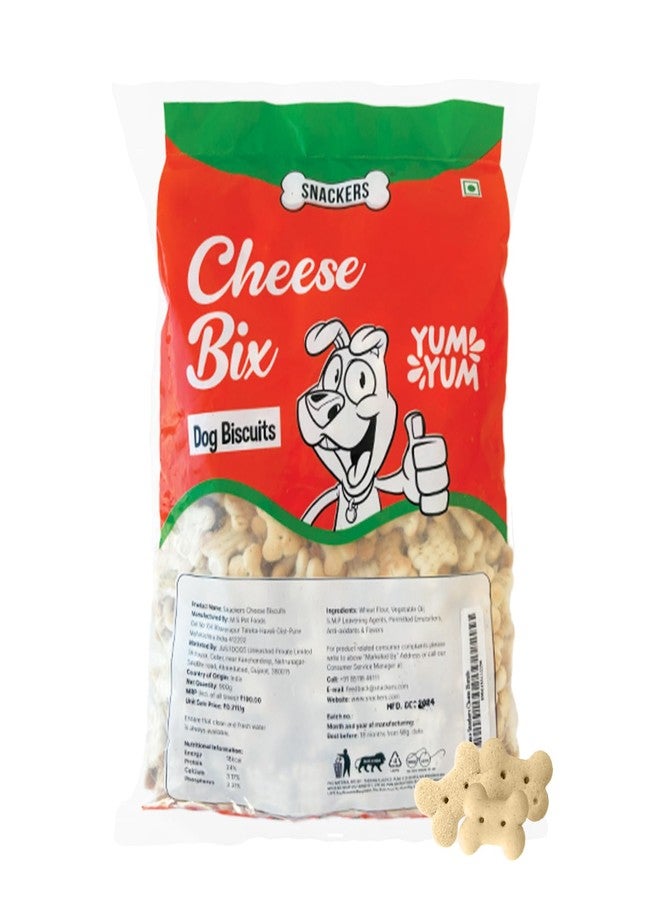 Snackers Cheese Bix Dog Biscuits 900g | Crunchy Cheese-Flavoured Treats for Dogs of All Breeds | Tasty Training Snack | Promotes Dental Health | Made in India - Image 1