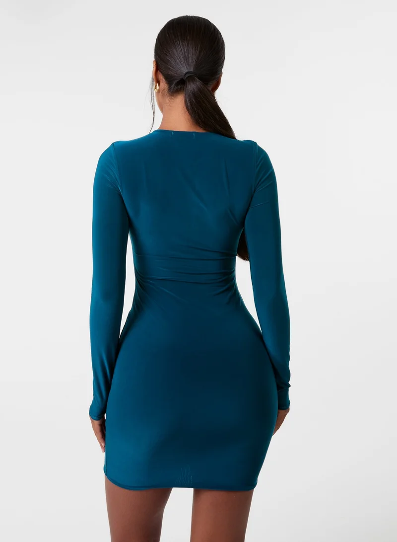 Pink Vanilla Cut Out Long Sleeve KeyHole Mini Dress