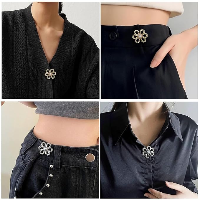 XELYTON Silver Metal Waist Tightener, Adjustable Waist Button Set, Extra Button for Jeans, Pack of 2 - Image 4