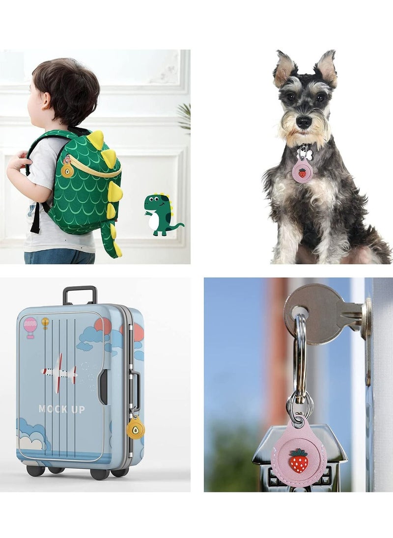 Y&D AirTags Case KASTWAVE 2 PCS Genuine Leather AirTag Keychain Cover, Cute Airtags Cover with Anti-Lost Adjustable Portable Tracker Holder Anti-Scratch Lightweight Skin - Fruit  - Image 3