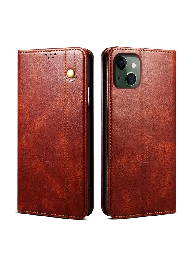 زبون جراب لهاتف iPhone 13 mini مصنوع من الجلد بتصميم بسيط من الشمع بتصميم حصان مجنون مع فتحات للبطاقات ومحفظة - Image 2