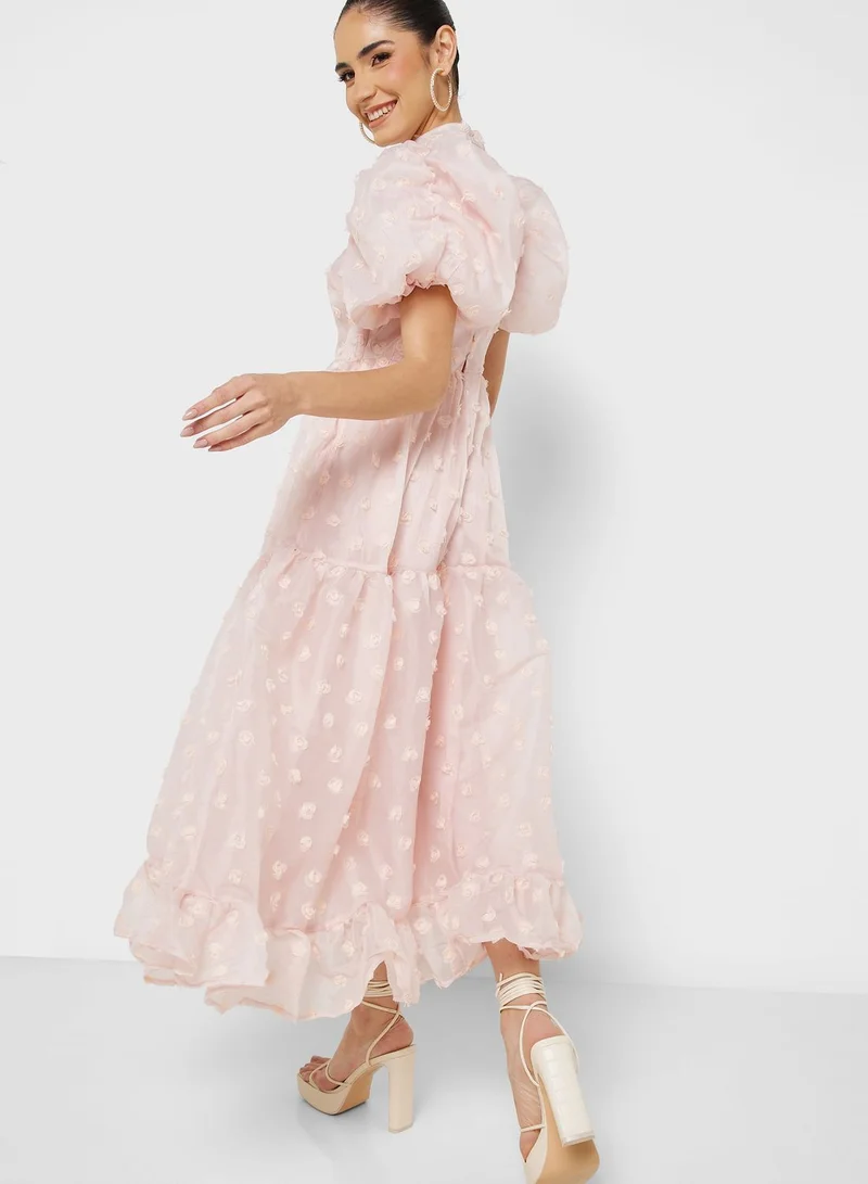 sister jane Balloon Sleeve Ruffle Dress
