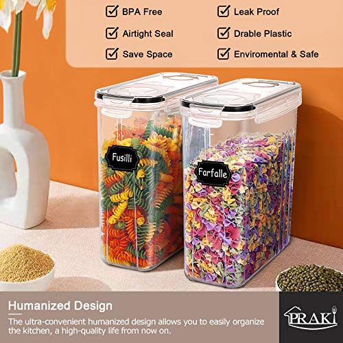 PRAKI 5PCS Cereal Containers Storage Set, BPA Free Airtight Food Storage Container Set with Lids, Kitchen Pantry Organization and Storage for Sugar, Baking Supplies with 20 Labels & Mark(4L Black) - Image 3