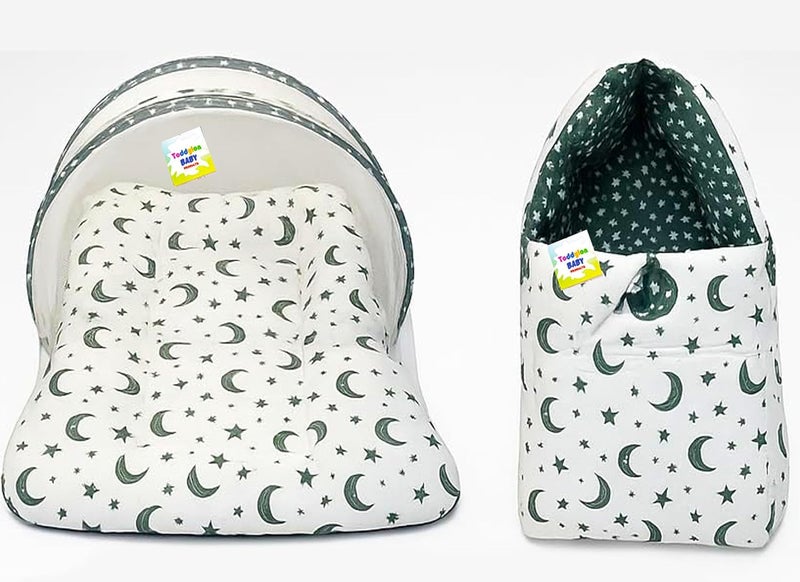 Toddylon Flat Bed Baby Bedding Set Mattress with Net New Born Carry Bag & Gaddi (0-6 Months) (3PCS Set) Grey - Image 2