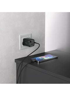 porodo GaN Dual Type-C Port Quick Charger UK PD 45W Fast Charging with Simultaneous Charging & Built-In Safeguards - Black  - Image 5