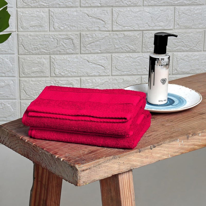 Spaces 100% Cotton Medium (40Cmx60Cm) | 550 GSM Dobby Solid Hand Towel (Tango Red)- Econova - Image 1