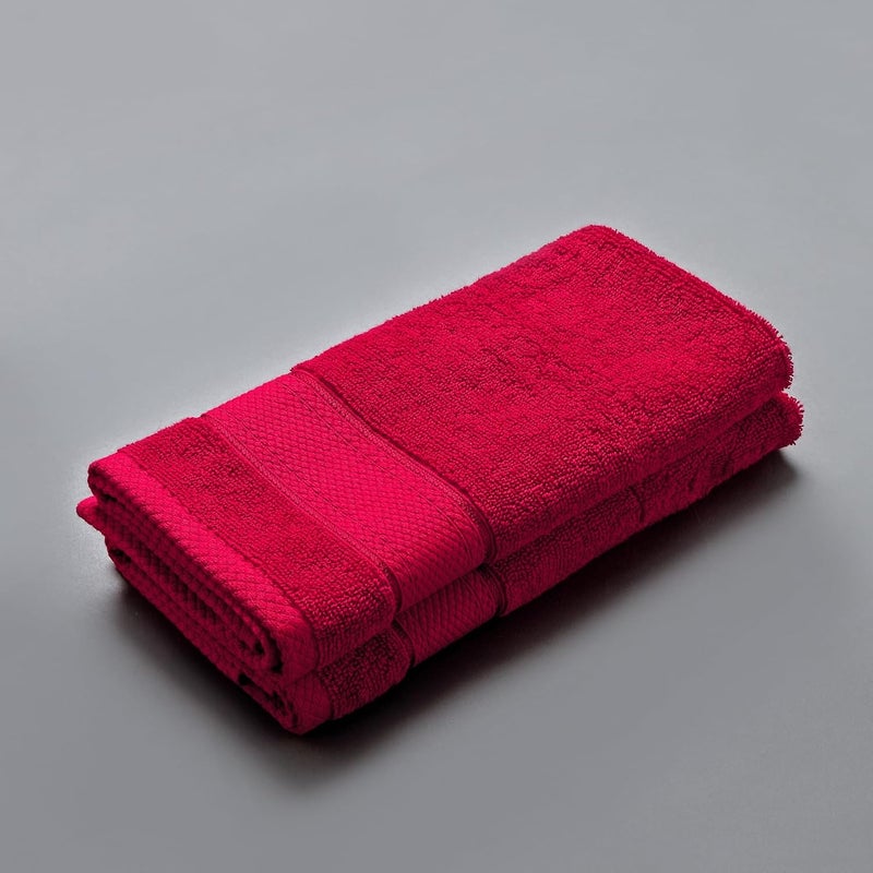 Spaces 100% Cotton Medium (40Cmx60Cm) | 550 GSM Dobby Solid Hand Towel (Tango Red)- Econova - Image 2