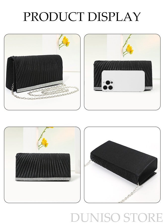 DUNISO Women Shiny Glitter Evening Clutch Crossbody Bag Envelope Handbag Chain Purse for Wedding Formal Cocktail Party - Image 4