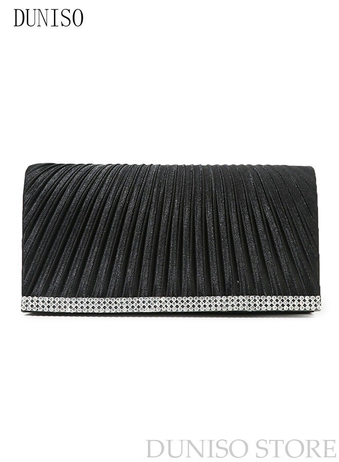 DUNISO Women Shiny Glitter Evening Clutch Crossbody Bag Envelope Handbag Chain Purse for Wedding Formal Cocktail Party - Image 2